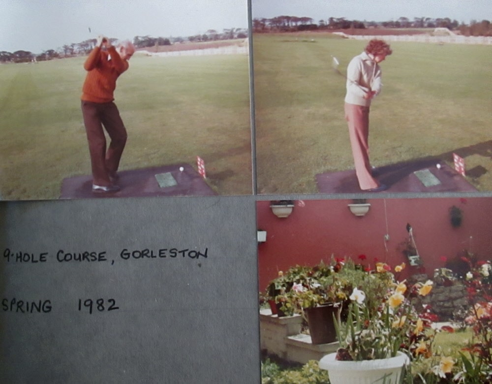 Three photos:
Roy teeing off at golf.
Christine doing the same.
Their small colourful garden.
1977 to 1987 working in Aladdin’s cave.