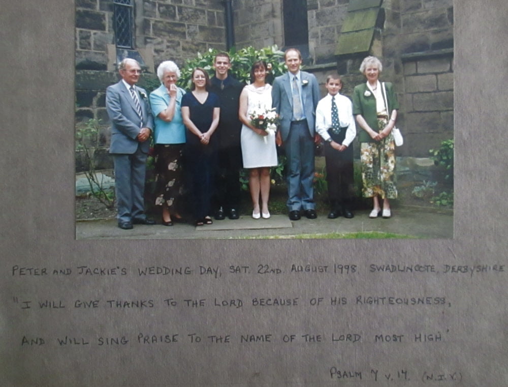 1993 to 1998 gathering storm clouds a real-life story. Peter and Jackie's wedding at Swadlincote. 