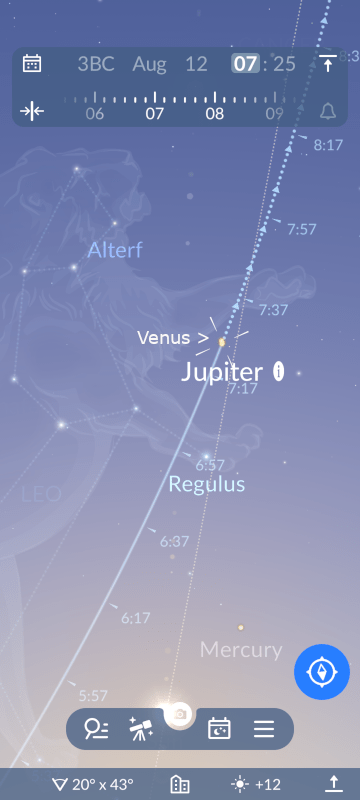12th August 3 B.C. Jupiter and Venus. The Star of Bethlehem.