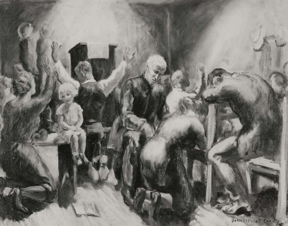 Painting of a church revivial meeting by John Steuart Curry. Are manifestations in revivals a recent phenomenon?