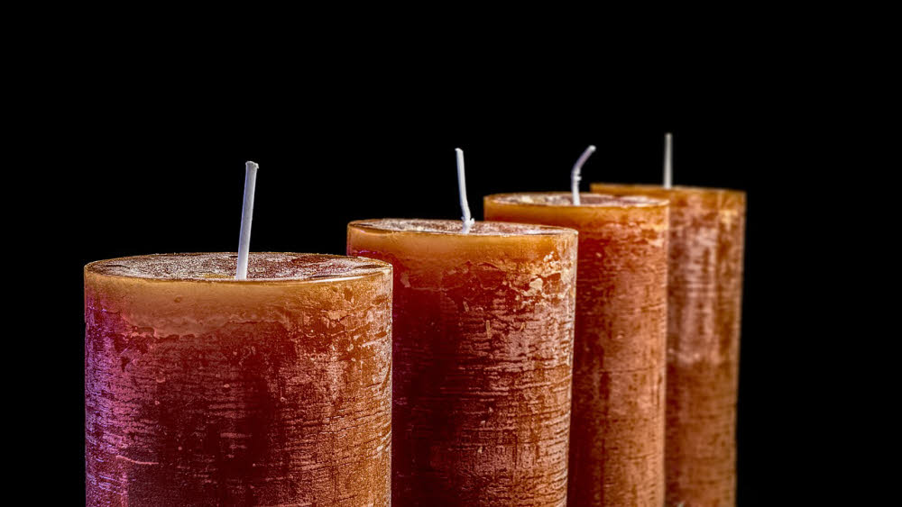 Four unlit candles. Christian festival of Advent lesson plan.