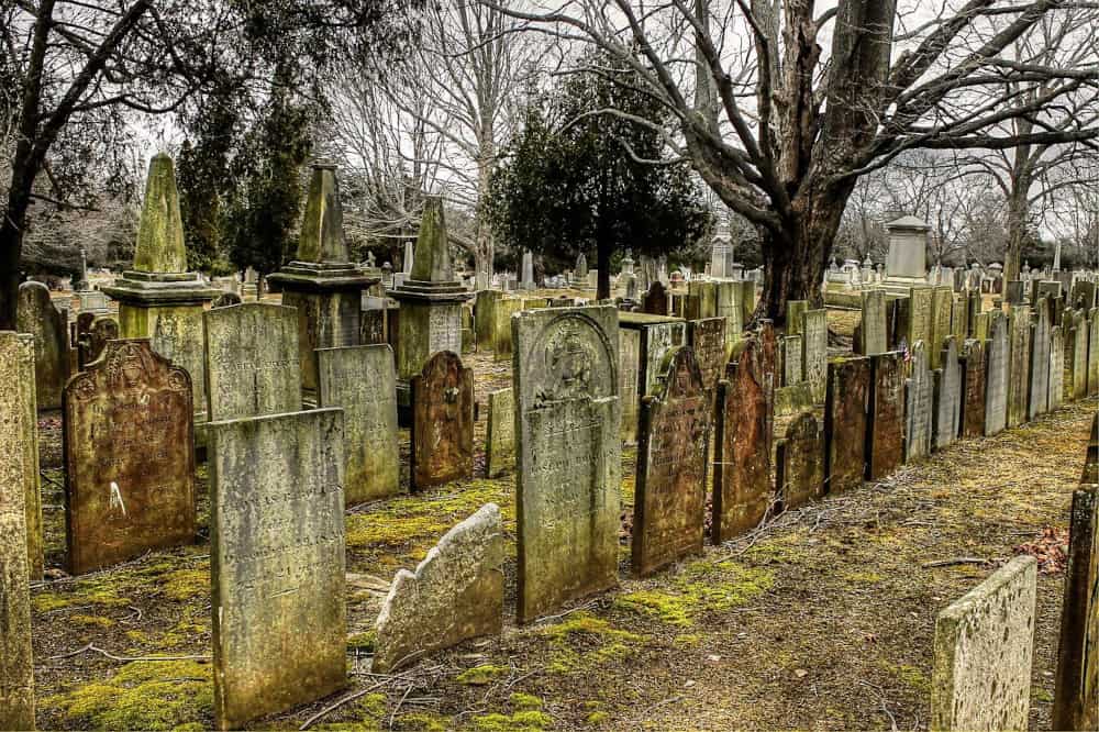 A graveyard. Is death a new beginning or darkness? What happens after death?