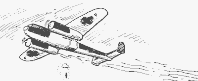 A damaged Dornier 17 with a lone parachutist.