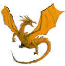 Golden yellow dragon with wings spread - Are dragons real?