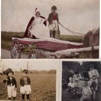 Families dressed up from Britannia to the Merry Widow. Earith parades 1936 to 1960.