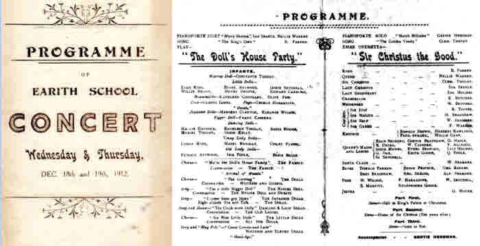 Earith School Concert 1912 programme.