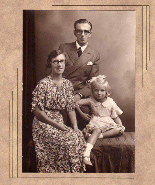 1934 family photo, parents and daughter. Real life stories: Hitler, war time children, African safari's, Bible Truths revealed and personal faith. 