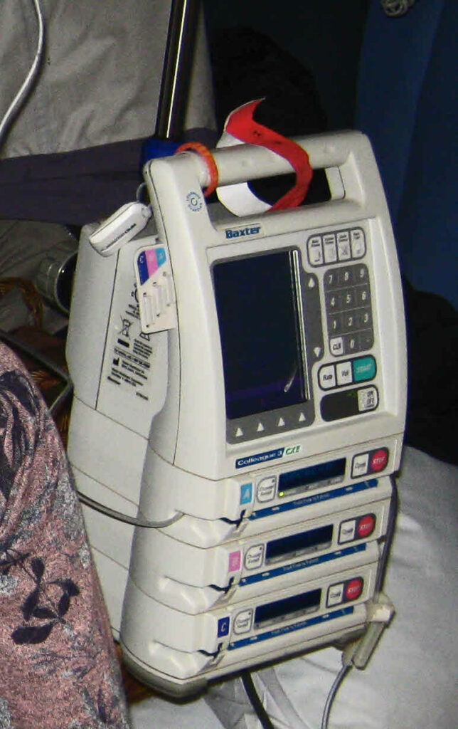 Hospital infusion pump for chemo and other drips. Are you overwhelmed by a relentless illness?