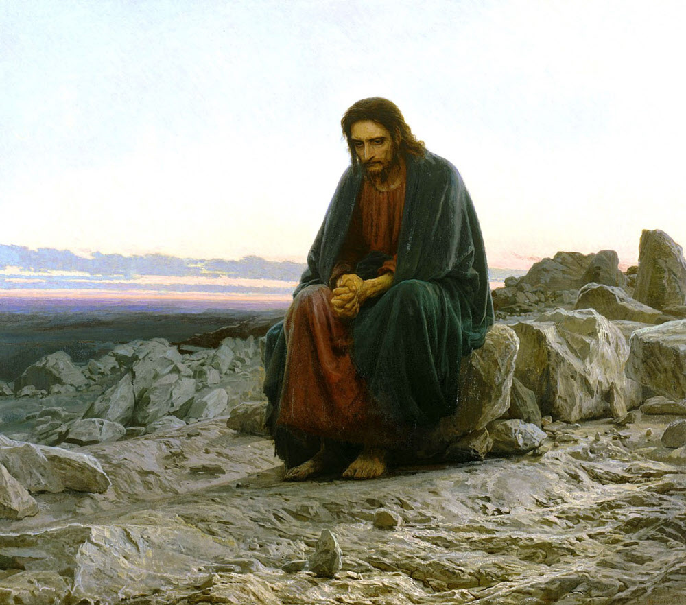 Jesus praying on a mountain. The Lord's Prayer lesson plan.