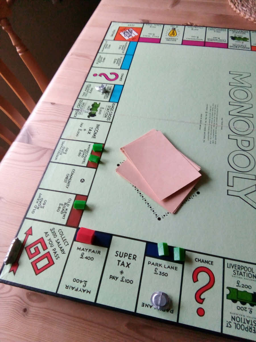 Monopoly game in progress. Jesus and Nicodemus lesson plan.