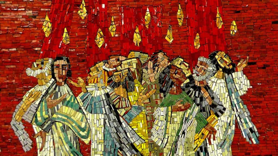 Mosaic of the day of Pentecost. The festival of Pentecost lesson plan.