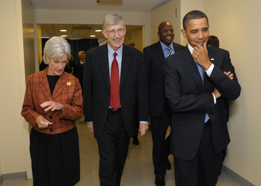 NIH Director Dr Francis Collins gives President Barack Obama a Tour of the Mark O. Hatfield Clinical Research Center at NIH. Scientists who believe in God and the Genesis creation account.