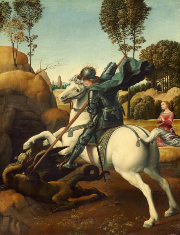 Saint George and the Dragon, c. 1506 by Raphael (artist) Marchigian. Are dragons real?