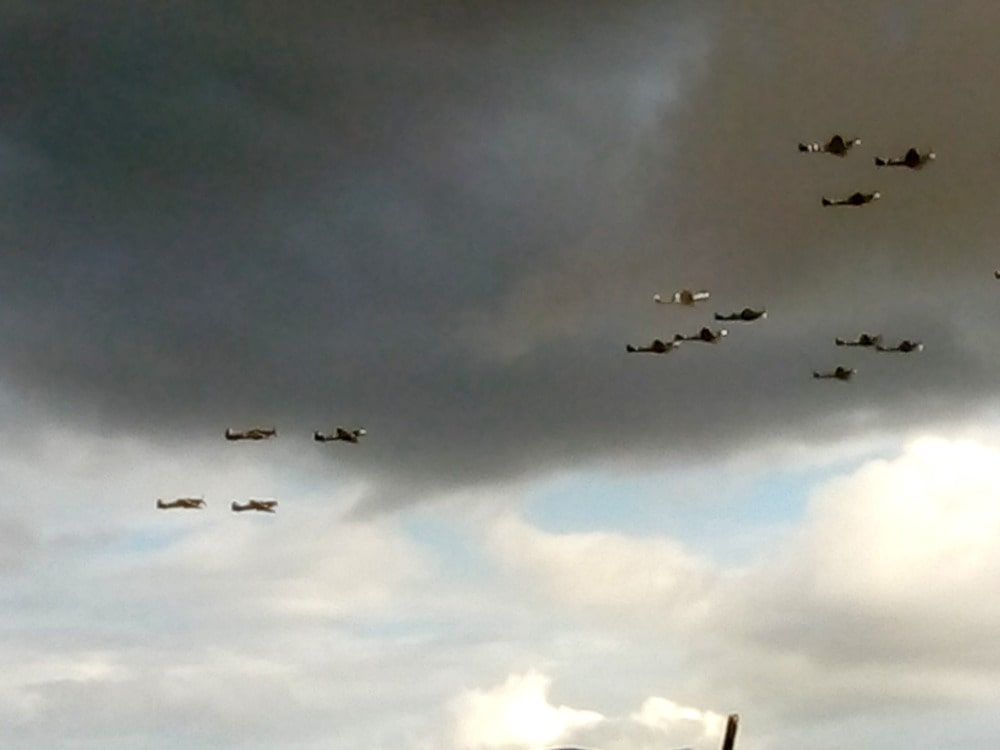 Spitfires and hurricanes at Duxford. WW2 dogfight - Before the Safari days.